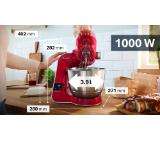 Bosch MUM5X720, Kitchen Machine with scale, MUM5, 1000 W, 3D PlanetaryMixing, Stainless steel mixing bowl, additional accessories included, Red, Silver