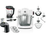 Bosch MUMS6EW22, Compact Kitchen Machine, MUM6, 3D Planetary Mixing, 1600 W, Professional pastry set, Extra large 5.5L stainless steel bowl, White