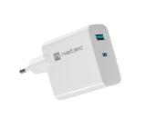 Natec USB Charger  Ribera Gan 1X USB-A + 1X USB-C 65W, White