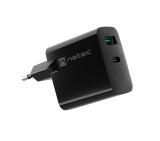 Natec USB Charger  Ribera Gan 1X USB-A + 1X USB-C 65W, Black