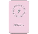 Verbatim MCP-10PK Power Pack 10000 mAh with UBS-C® PD 20W / Magnetic Wireless Charging 15W Pink