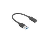 Lanberg USB-C (F) -> USB-A(M) cable 0.15 m, black