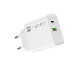 Natec USB Charger Ribera 1X USB-A + 1X USB-C 20W, White