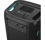 Hisense Party Rocker One Plus (HP110) Bluetooth Speaker with 300W Power, Built-in Woofer, Karaoke Mode, Built-in Wireless Charging Pad, AUX Input and Output, USB, 15 Hour Long-Lasting Battery 4 x 2500Ah, 2x mics included