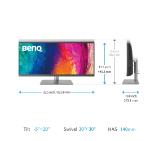 BenQ PD3420Q 34"W IPS LED 5ms 3440x1440 2K QHD, Design Mon, WQHD, AQCOL.,100% sRGB/98% P3,HDR400, B.I.,LBL,KVM, ICCsync, CAD/CAM, DualView, Contr.1000:1, 350 cd/m2, 2xHDMI,DP,USB-C(PD65W, DP Alt Mode),USB-C/USB 3.0x2, Sp.2x2.5W, HAdj., Swivel,Tilt, Gray