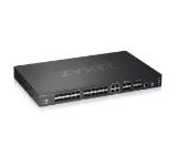 Zyxel XGS4600-32F L3 Managed Switch, 24 port Gig SFP, 4 dual pers. and 4x 10G SFP+, stackable, dual PSU