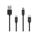 Natec USB micro(m) + Lightning(m) + USB-C(m) 3in1 cable, 1m