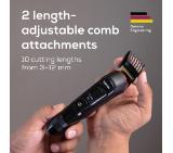 Beurer MN4X beard styler, 2 Attachments, slim titanium contour blade, Battery and mains operation, LED display, 10 cutting lengths, 2 comb attachments with length adjustment: 3-7 and 8-12 mm,Water-resistant
