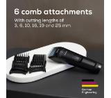 Beurer MN5X hair clipper, 7 Attachments, 6 adjustable cutting lengths and 4-stage fine adjustment, LED display with battery display, Battery and mains operation, travel lock display and charge display, storage bag