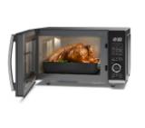 Sharp YC-QG204AE-B, Semi Digital, Flatbed,  Built-in microwave grill, Grill Power: 1000W, Plastic and Glass/Painted, 20l, 800 W, Housing Material MicrowaveSteel, LED Display White, Timer & Clock function, Child lock, Defrost, Cabinet Colour: Black