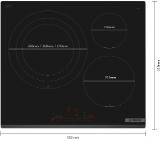 Bosch PID631HC1E, SER6, Induction electric cooktop, 3 zones (1 double ext 32 cm), front-bevel, Direct Select, PerfectFry+, 7,4 kW, HC, 60cm