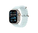 Apple Watch 49mm Band: Ice Blue Ocean Band - Natural Titanium Finish