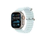 Apple Watch 49mm Band: Ice Blue Ocean Band Extension - Natural Titanium Finish