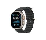 Apple Watch 49mm Band: Black Ocean Band - Natural Titanium Finish