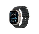 Apple Watch 49mm Band: Black Ocean Band Extension - Natural Titanium Finish