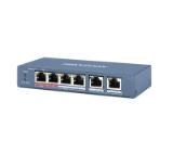 HikVision 6 Port Fast Ethernet Unmanaged POE Switch, 4x 10/100 Mbps PoE port, 2x 10/100 Mbps RJ45 port, Power Budget 60W, Up to 300 m Long Range PoE Transmission