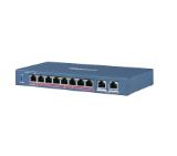 HikVision 10 Port Fast Ethernet Unmanaged POE Switch, 8x 10/100 Mbps PoE port, 2x Gigabit RJ45 port, Power Budget 110W, Up to 300 m Long Range PoE Transmission