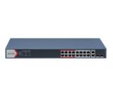 HikVision 18 Port Fast Ethernet Smart POE Switch, 16x 10/100 Mbps PoE ports, 2x Gigabit combos, Power Budget 230W, Up to 300 m Long Range PoE Transmission