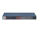 HikVision 26 Port Fast Ethernet Smart POE Switch, 24x 10/100M PoE ports, 2x Gigabit combos, Power Budget 370W, Up to 300 m Long Range PoE Transmission