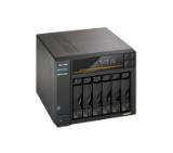 Asustor Lockerstor 6 Gen3 AS6806T 6 Bay NAS, Ryzen Embedded Quad-Core 2.3GHz CPU, Dual USB 4 Ports, Dual 10GbE Ports, Dual 5GbE Ports, 16G ECC RAM DDR5, (Max. 64GB), 4x M.2 SSD Slots (Diskless), 2 x Type C, Black