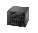 Asustor Lockerstor 6 Gen3 AS6806T 6 Bay NAS, Ryzen Embedded Quad-Core 2.3GHz CPU, Dual USB 4 Ports, Dual 10GbE Ports, Dual 5GbE Ports, 16G ECC RAM DDR5, (Max. 64GB), 4x M.2 SSD Slots (Diskless), 2 x Type C, Black