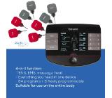 Beurer EM 89 Heat Digital TENS/EMS device with heat function; 4-in-1 function: TENS, EMS, massage, heat; 4 separately adjustable channels with 8 self-adhesive electrodes; 64 pre-programmed applications Safety switch-off