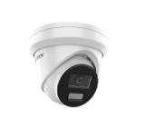 HikVision 2 MP Acusense Smart Hybrid Light Fixed Turret Network Camera, 4 mm, F1.6, IR, White Light up to 30m, H.265+, IP67, built-in arrayed dual-microphone, built-in memory card slot (up to 512GB), 12Vdc/PoE 9W