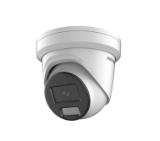 HikVision 4 MP Smart Hybrid Light with ColorVu Fixed Turret Network Camera, 4 mm, F1.0, IR, White Light up to 30m, H.265+, IP67, built-in microphone, built-in memory card slot (up to 512 GB), 12Vdc/PoE 6W