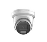 HikVision 4 MP Smart Hybrid Light with ColorVu Fixed Turret Network Camera, 4 mm, F1.0, IR, White Light up to 30m, H.265+, IP67, built-in microphone, built-in memory card slot (up to 512 GB), 12Vdc/PoE 6W