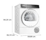 Bosch WQB245A7BY, SER8, Tumble dryer with heat pump 9kg, A+++ / B cond. 61dB, selfCleaning Condenser, drain set, Reverse tumble action, interior light, HC, White