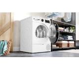 Bosch WQG24101BY, SER6,  Tumble dryer with heat pump 9kg, A++/D,  63dB EasyClean, drain set, white-blackgrey door