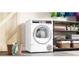 Bosch WQG24590BY, SER6, Tumble dryer with heat pump 9kg. A++/B,  64dB, selfCleaning Condenser, drain set, white