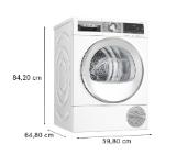 Bosch WQG24590BY, SER6, Tumble dryer with heat pump 9kg. A++/B,  64dB, selfCleaning Condenser, drain set, white