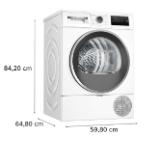 Bosch WTH8520BBY, SER4,  Tumble dryer with heat pump 8kg, A++/D, 63dB EasyClean, drain set, silver-blackgrey door