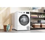 Bosch WTH85221BY, SER4, Tumble dryer with heat pump 8kg, A++/D, 63dB EasyClean, drain set, black-blackgrey door