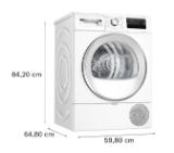 Bosch WTH85293BY, SER4, Tumble dryer with heat pump 8kg, A++/B, 63dB, EasyClean, drain set, white