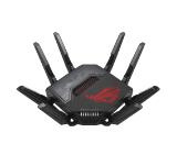 Asus Gaming Wireless Router, ROG Rapture GT-BE98, BE25000, Quad-Band, Quad-Core 2.6GHz CPU, 256MB/2GB Flash/RAM, 10G dual-port, 2.5G quad-port, AiProtection Pro, RangeBoost Plus, AiRadar TX, open NAT, VPN Fusion, multiple SSIDs, IPTV, RGB, AiMesh, Black