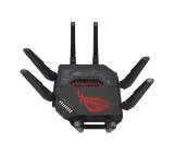 Asus Gaming Wireless Router, ROG Rapture GT-BE98, BE25000, Quad-Band, Quad-Core 2.6GHz CPU, 256MB/2GB Flash/RAM, 10G dual-port, 2.5G quad-port, AiProtection Pro, RangeBoost Plus, AiRadar TX, open NAT, VPN Fusion, multiple SSIDs, IPTV, RGB, AiMesh, Black