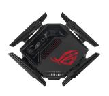 Asus Gaming Wireless Router, ROG Rapture GT-BE98, BE25000, Quad-Band, Quad-Core 2.6GHz CPU, 256MB/2GB Flash/RAM, 10G dual-port, 2.5G quad-port, AiProtection Pro, RangeBoost Plus, AiRadar TX, open NAT, VPN Fusion, multiple SSIDs, IPTV, RGB, AiMesh, Black