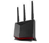 Asus Gaming Wireless Router, RT-BE86U, BE6800, Dual-Band, Quad-Core 2.6GHz CPU, 256MB/1GB Flash/RAM, 4K-QAM, MLO, 10G port, 2.5G quad-port, AiProtection Pro, Adaptive QoS, VPN Fusion, Instant Guard, IPTV, OFDMA, MU-MIMO, UTF-8 SSID, AiMesh, Black