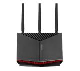 Asus Gaming Wireless Router, RT-BE86U, BE6800, Dual-Band, Quad-Core 2.6GHz CPU, 256MB/1GB Flash/RAM, 4K-QAM, MLO, 10G port, 2.5G quad-port, AiProtection Pro, Adaptive QoS, VPN Fusion, Instant Guard, IPTV, OFDMA, MU-MIMO, UTF-8 SSID, AiMesh, Black