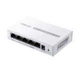 Asus Business 5Port Smart Managed Switch PoE+,ExpertWiFi EBP15, 4 ports PoE+, 60W, VLAN, QoS, Port Mirroring, wall mounting,White