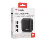 Verbatim Mini GaN Charger 165W 4 Port US plug with EU and UK adaptors