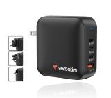 Verbatim Mini GaN Charger 165W 4 Port US plug with EU and UK adaptors