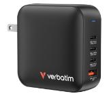 Verbatim Mini GaN Charger 165W 4 Port US plug with EU and UK adaptors