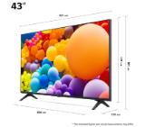 LG 43UT73003LA, 43" 4K UltraHD TV 4K (3840 x 2160), DVB-T2/C/S2, webOS 24 Smart TV, ThinQ AI, Alpha 5 AI 4K Gen7, WiFi, HDR10, ALLM/HGiG, AI Upscaling, AI Sound(Virtual 9.1.2 Up-mix), AirPlay, Quick Card, HDMI eARC, CI, LAN, USB, Bluetooth, 2 Pole