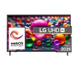 LG 43UA75003LA, 43" 4K UltraHD TV 4K (3840x2160), DVB-T2/C/S2, webOS 25 Smart, ThinQ AI, Alpha 7 AI Processor, WiFi, HDR10 pro, HLG, ALLM/HGiG, 4K Upscaling, AI Sound pro, Multiple View, HDMI eARC, LAN, USB, Bluetooth, Google Cast, 2 Pole Stand, Black