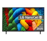 LG 43NANO80A3B, 43" 4K HDR Smart Nano Cell TV, 3840x2160, DVB-T2/C/S2, AI Alpha 7, HDR 10 PRO, webOS 25, ThinQ AI, VRR, ALLM, HGiG, WiFi, Clear Voice, AI Upscaling, Bluetooth, Hdmi e-ARC , CI, LAN, AirPlay2, Chromecast, 2 Pole stand, Black