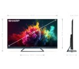 Sharp 55FQ8EG, 55" QLED  GOOGLE TV, 4K 144Hz Quantum Dot 3840x2160 Aluminium Slim Frameless, AQUOS AI, DVB-T/T2/C/S/S2, 500 NIT, Active Motion 1400, HARMAN/KARDON, HDR10, Dolby Atmos, Dolby Vision, DTS:X, Google Assistant, HDMI eARC, Mini Composite/CVBS