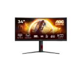 AOC CU34G4, 34" Curved 1500R VA WLED, 3440x1440@180Hz, 1ms GtG, 0.5ms MPRT, 300cd m/2, 2500:1, 80M:1 DCR, Adaptive Sync, FlickerFree, Low Blue Light, Tilt, Height Adjust, Swivel, 2xHDMI, DP